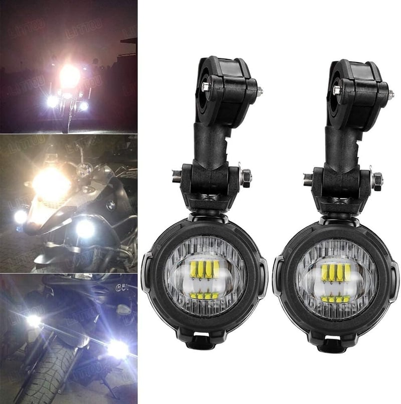 MARCHFA LED Motorkerékpár Kiegészítő Fényszóró 40W 3000lm - Vízálló Ködlámpa Védőráccsal, BMW Honda Yamaha Kompatibilis, 6000K Fehér