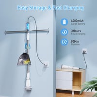 Marchpower Elektromos Forgó Tisztítókefe Hosszabbítható Nyéllel 4000mAh Akkumulátor 6 Cserélhető Fejjel IPX7 Vízálló Fürdőszoba Padló Csempe 6
