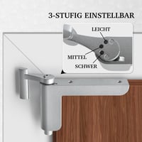 MARIE Automata Ajtócsukó Fúrás Nélkül - Könnyű Beltéri Ajtókhoz, Fémes Kivitel, Szivacsos Védőpárnával, Állítható Záróerővel, Ezüst 5