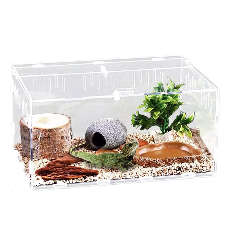 Marjoramy Akrylový priehľadný box na kŕmenie plazov 30x20x15 cm pre pavúky, gekony, jašterice, škorpióny, užovky červené a morčatá