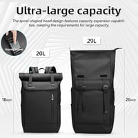 Mark Ryden Rolltop Hátizsák Férfiaknak, 20-29L Vízálló Laptoptáska 17,3 Colos Notebookhoz, USB Töltőporttal, Bővíthető Kapacitással 3