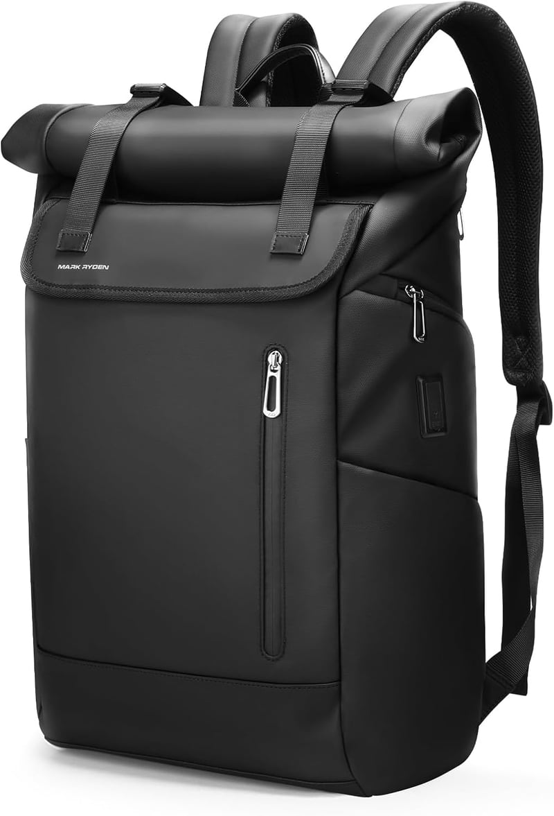 Mark Ryden Rolltop Hátizsák Férfiaknak, 20-29L Vízálló Laptoptáska 17,3 Colos Notebookhoz, USB Töltőporttal, Bővíthető Kapacitással