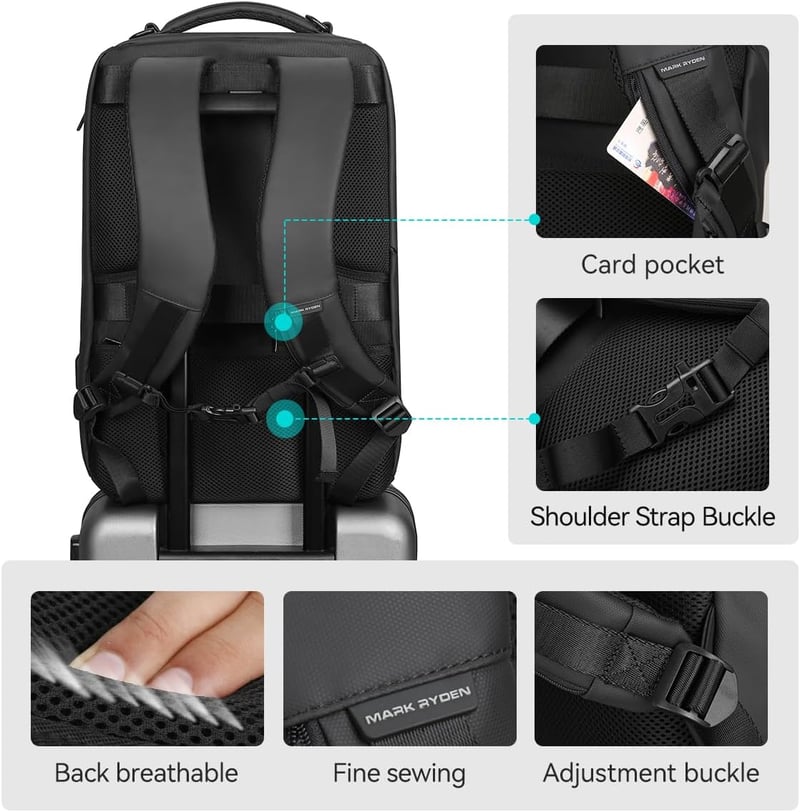 Mark Ryden vízálló laptop hátizsák 17,3" USB csatlakozóval férfiaknak üzleti napi használatra