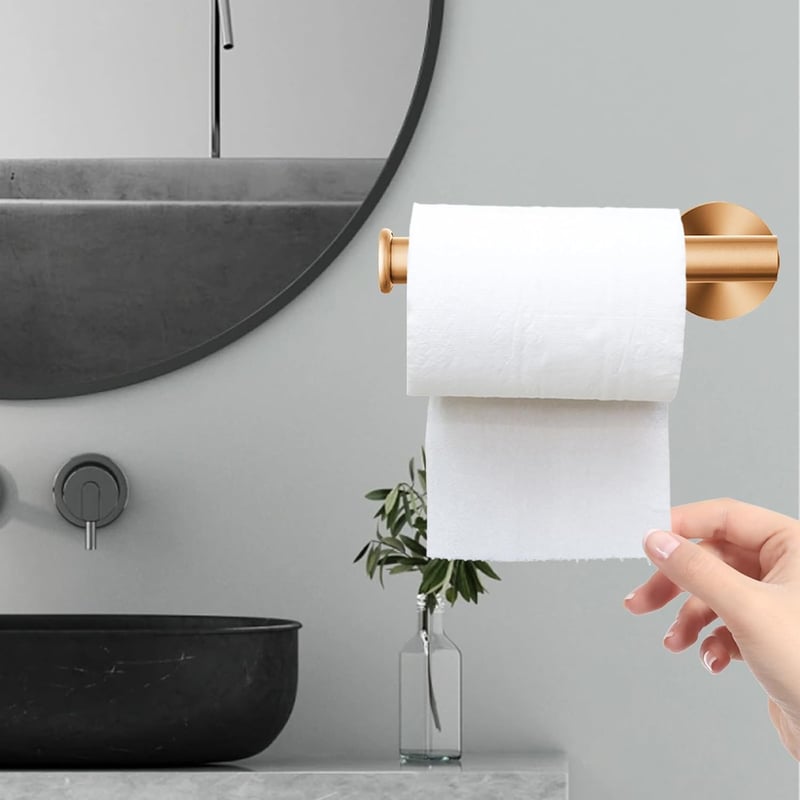 Markcco Törölközőtartó Gyűrű és WC Papír Tartó Szett, 2 Részes Arany Rozsdamentes Acél Fürdőszoba Kiegészítő SUS304