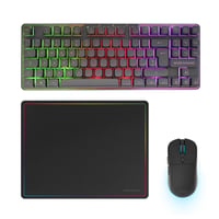 Bezdrôtový herný set Mars Gaming MCPWTKL – klávesnica TKL FRGB Rainbow + myš RGB 3200 DPI so spínačmi HUANO + podložka pod myš 360x260 mm, čierna 1