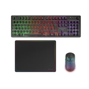 Combo Gaming Wireless Mars Gaming MCPWX - Tastatură FRGB + Mouse RGB 3200DPI + Mousepad 360x260 mm, DualPro Link 2.4GPRO, Negru
