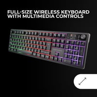 Combo Gaming Wireless Mars Gaming MCPWX - Tastatură FRGB + Mouse RGB 3200DPI + Mousepad 360x260 mm, DualPro Link 2.4GPRO, Negru 3