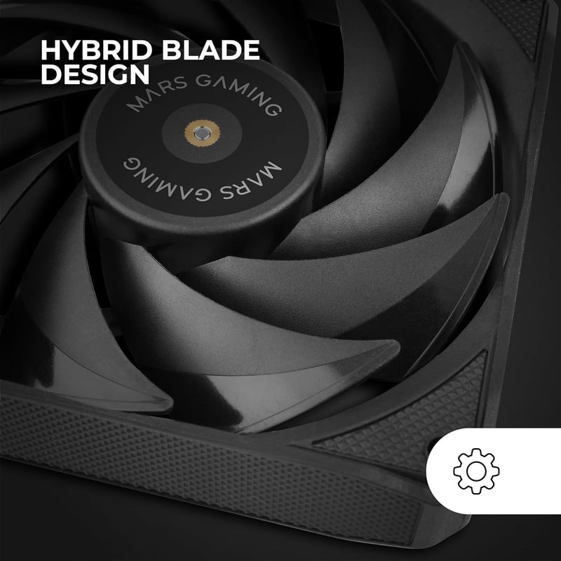 Mars Gaming MF-NCLX2 2x 120mm Ultra Csendes Ventilátor, Hibrid Lapát, FDB Csapágy, PWM, Fekete