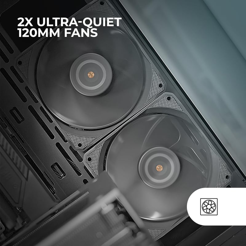 Mars Gaming MF-NCLX2 2x 120mm Ultra Csendes Ventilátor, Hibrid Lapát, FDB Csapágy, PWM, Fekete
