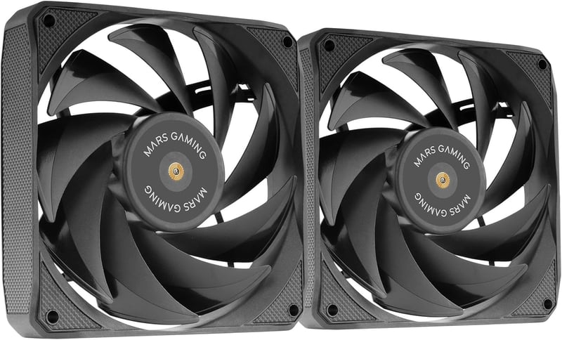 Mars Gaming MF-NCLX2 2x 120mm Ultra Csendes Ventilátor, Hibrid Lapát, FDB Csapágy, PWM, Fekete