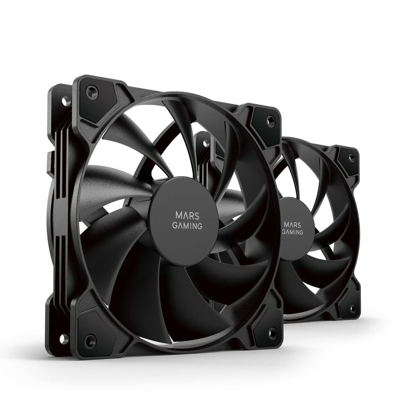 Set Ventilatoare Mars Gaming MF-PROX2 Negru, 2x 120 mm, Sistem Anti-Vibrații, Ultra-Silențioase, Conexiune Duală 3PIN + 4PIN