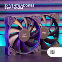 Set Ventilatoare Mars Gaming MF-PROX2 Negru, 2x 120 mm, Sistem Anti-Vibrații, Ultra-Silențioase, Conexiune Duală 3PIN + 4PIN 2