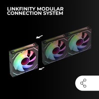 Mars Gaming MFLINKFINITYKIT Čierna 3x 120 mm PWM modulárna sada ventilátorov, systém pripojenia LINKFINITY, Infinity Mirror, 360° ARGB osvetlenie a ARGB ovládač, ultra-tiché (12 dB) 3