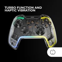 Gamepad Mars Gaming MGP-BT2 Bluetooth 5.0, RGB Neon, Feedback Haptic, Trăgaci analogic, Suport pentru smartphone (max. 7"), Switch, PC, Android, iOS, PS3, PS4, Transparent 3