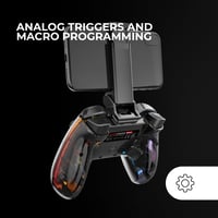 Gamepad Mars Gaming MGP-BT2 Bluetooth 5.0, RGB Neon, Feedback Haptic, Trăgaci analogic, Suport pentru smartphone (max. 7"), Switch, PC, Android, iOS, PS3, PS4, Transparent 4