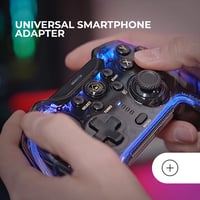 Gamepad Mars Gaming MGP-BT2 Bluetooth 5.0, RGB Neon, Feedback Haptic, Trăgaci analogic, Suport pentru smartphone (max. 7"), Switch, PC, Android, iOS, PS3, PS4, Transparent 5