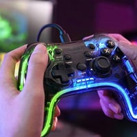 Herný ovládač Mars Gaming MGPC Professional Neon RGB, duálna haptická vibrácia – priehľadný 2