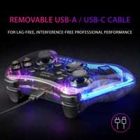Herný ovládač Mars Gaming MGPC Professional Neon RGB, duálna haptická vibrácia – priehľadný 7