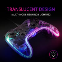Herný ovládač Mars Gaming MGPC Professional Neon RGB, duálna haptická vibrácia – priehľadný 3