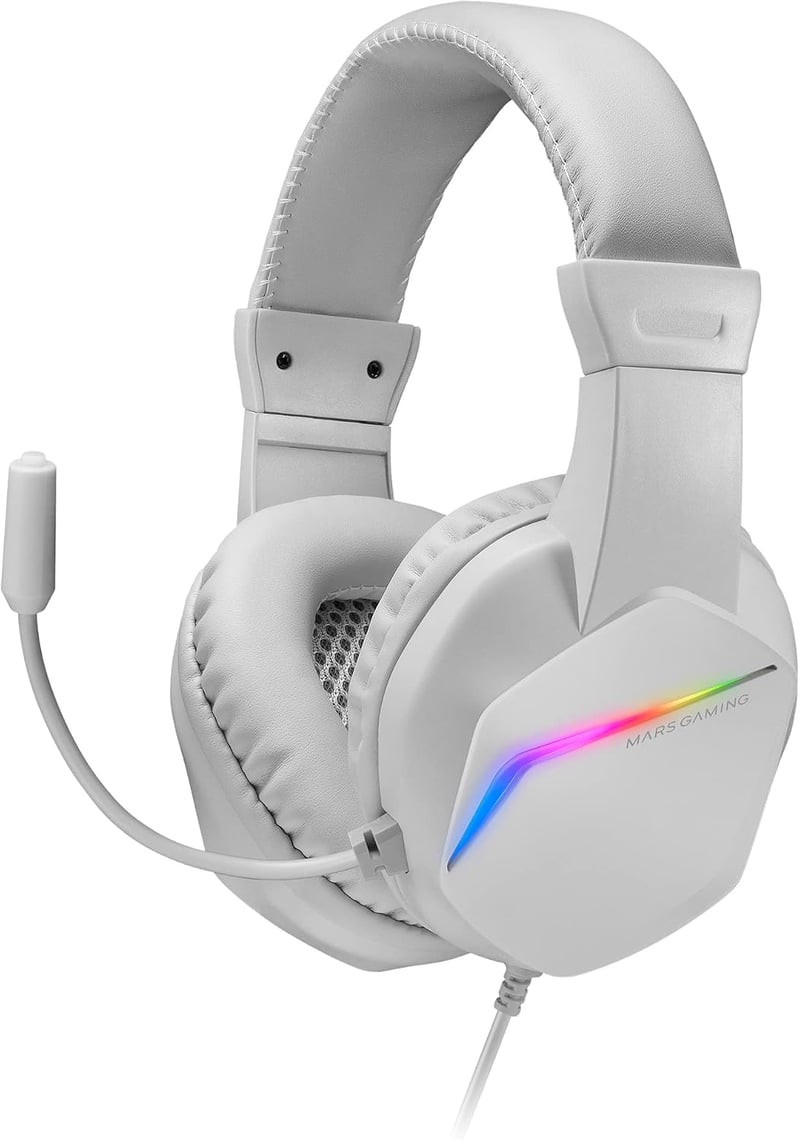 Mars Gaming MH122W gaming fejhallgató mikrofonnal, RGB - fehér
