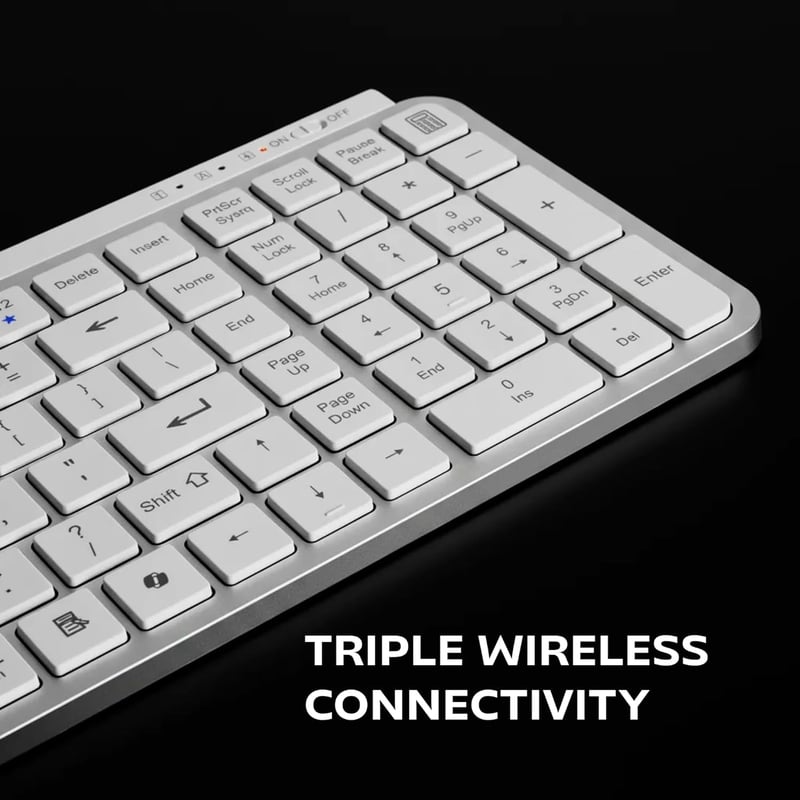 Mars Gaming MK-SILENKEYS Vezeték nélküli Kompakt Billentyűzet, Alacsony Profil, Csendes Kapcsoló, Bluetooth 5.1, 200h Akkumulátor, PC/Mac, F
