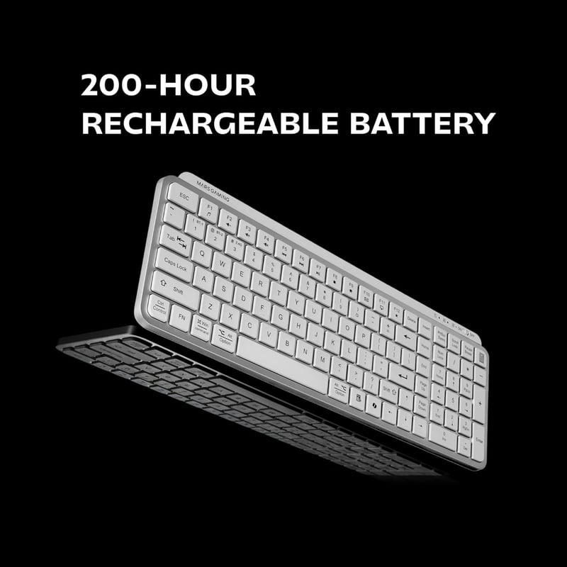Mars Gaming MK-SILENKEYS Vezeték nélküli Kompakt Billentyűzet, Alacsony Profil, Csendes Kapcsoló, Bluetooth 5.1, 200h Akkumulátor, PC/Mac, F