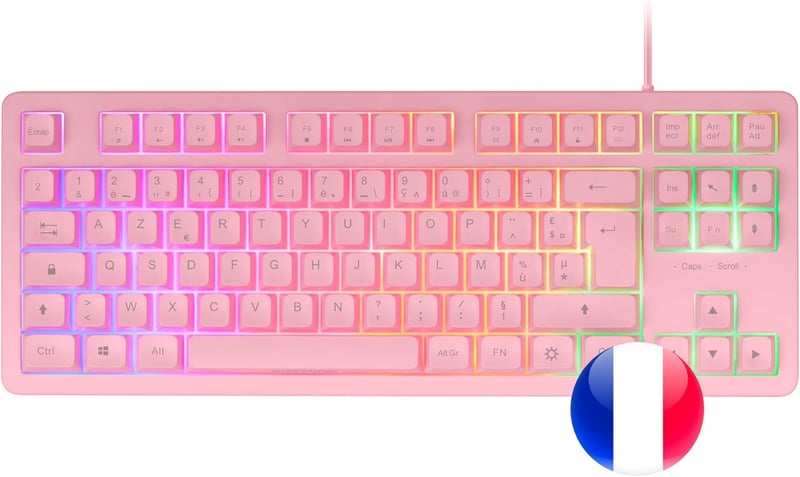 Mars Gaming MK023 Gamer Billentyűzet TKL Hibrid Mechanikus RGB Világítás Rózsaszín - MK023 FR TKL