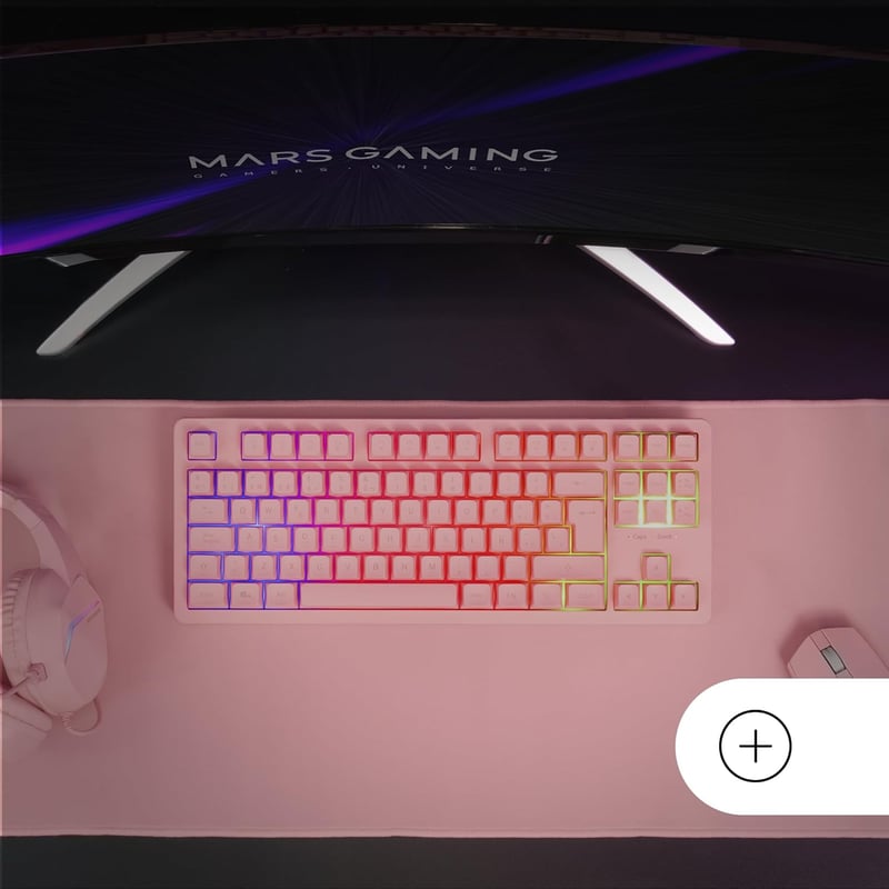 Mars Gaming MK023 Gamer Billentyűzet TKL Hibrid Mechanikus RGB Világítás Rózsaszín - MK023 FR TKL