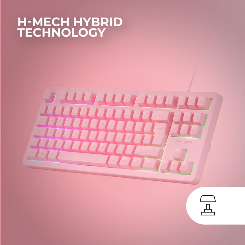 Mars Gaming MK023 Gamer Billentyűzet TKL Hibrid Mechanikus RGB Világítás Rózsaszín - MK023 FR TKL