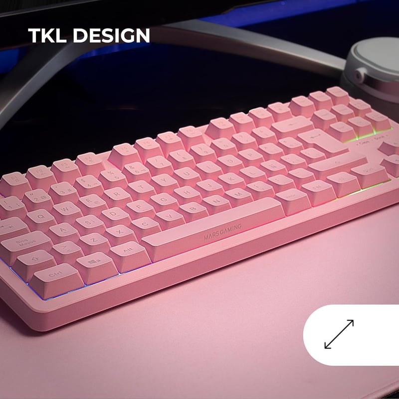 Mars Gaming MK023 Gamer Billentyűzet TKL Hibrid Mechanikus RGB Világítás Rózsaszín - MK023 FR TKL