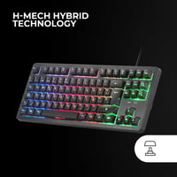 Herná klávesnica Mars Gaming MK023 TKL, hybridná technológia H-Mech, FRGB Rainbow RGB podsvietenie, Anti-Ghosting, čierna 3