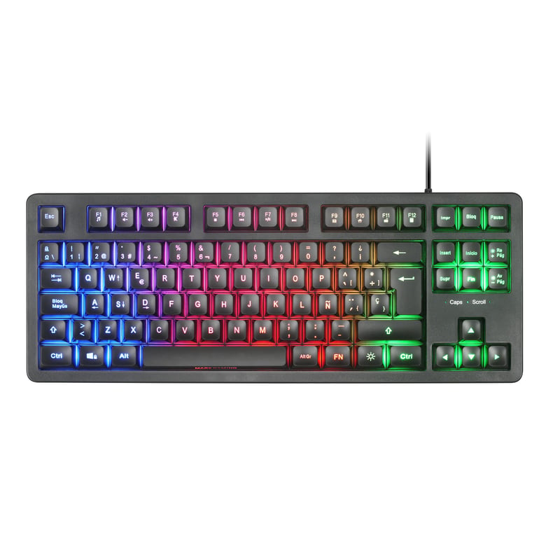 Herná klávesnica Mars Gaming MK023 TKL, hybridná technológia H-Mech, FRGB Rainbow RGB podsvietenie, Anti-Ghosting, čierna