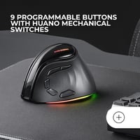 Mars Gaming MM-SK vertikális vezeték nélküli gaming egér, RGB, 8400 DPI, tri-mode - fekete 4