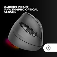 Mars Gaming MM-SK vertikális vezeték nélküli gaming egér, RGB, 8400 DPI, tri-mode - fekete 5