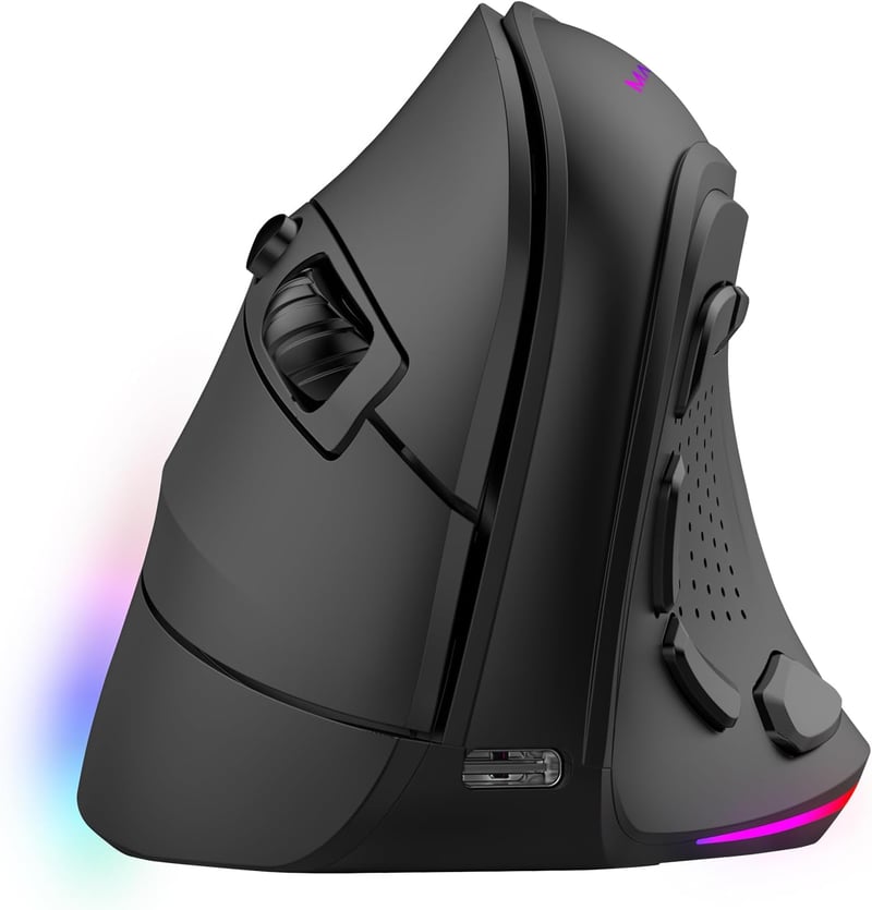 Mars Gaming MM-SK vertikális vezeték nélküli gaming egér, RGB, 8400 DPI, tri-mode - fekete