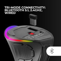 Mars Gaming MM-SK vertikális vezeték nélküli gaming egér, RGB, 8400 DPI, tri-mode - fekete 3