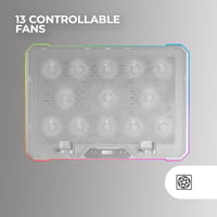 Suport Laptop și Cooler Mars Gaming MNBC13W pentru laptopuri de până la 17", ARGB cu 10 moduri, 13 ventilatoare, ecran LCD, 8 poziții, suport pentru smartphone, alb 2