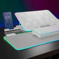 Suport Laptop și Cooler Mars Gaming MNBC13W pentru laptopuri de până la 17", ARGB cu 10 moduri, 13 ventilatoare, ecran LCD, 8 poziții, suport pentru smartphone, alb 6