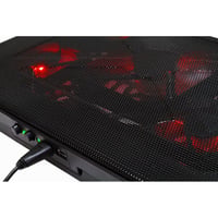 Chladiaca podložka pod notebook Mars Gaming MNBC2 do 17,35 palca, 5 tichých ventilátorov, červené LED podsvietenie, 2x USB 2.0, čierno-červená 8