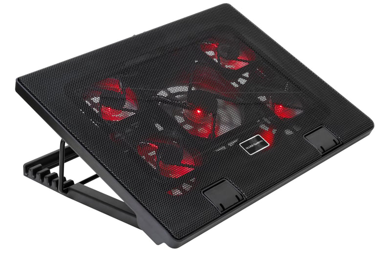 Chladiaca podložka pod notebook Mars Gaming MNBC2 do 17,35 palca, 5 tichých ventilátorov, červené LED podsvietenie, 2x USB 2.0, čierno-červená