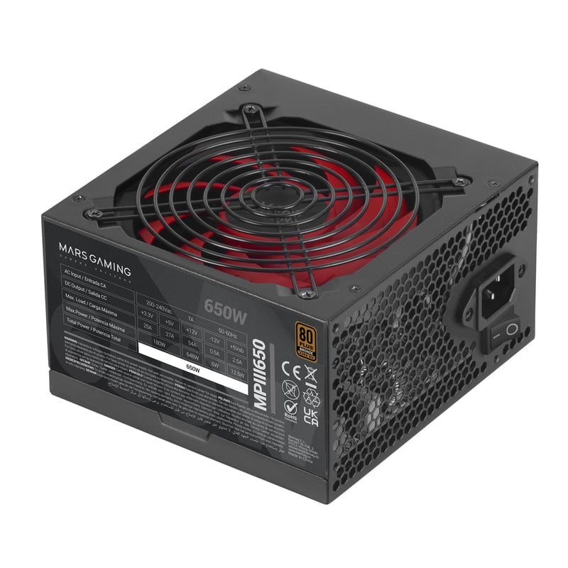 Napájací zdroj Mars Gaming MPIII650 ATX 650W 80 Plus Bronze čierny modulárny energeticky úsporný pre PC