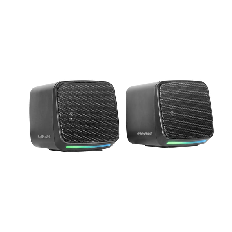 Boxe PC Compacte Mars Gaming MS-PRO 10W, Iluminare Dinamică RGB Flow, Jack 3.5mm, cu Consolă de Control, Compatibile PC/Mac/Smartphone/Tabletă, Negru