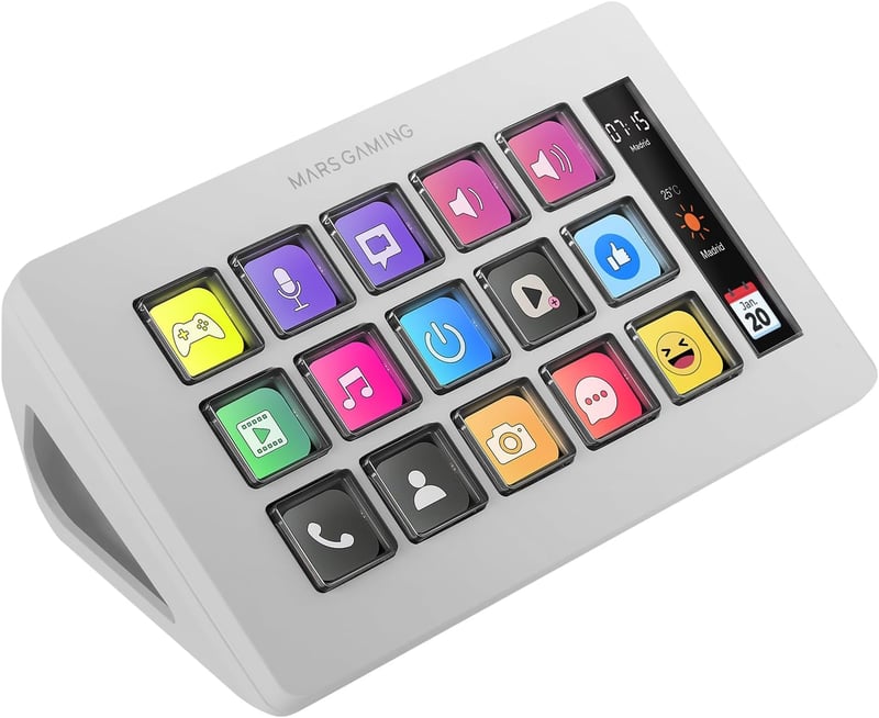 Mars Gaming MSD-ONE Slim Kontrol Deck 15 LCD Gomb Fehér - MSDONEW