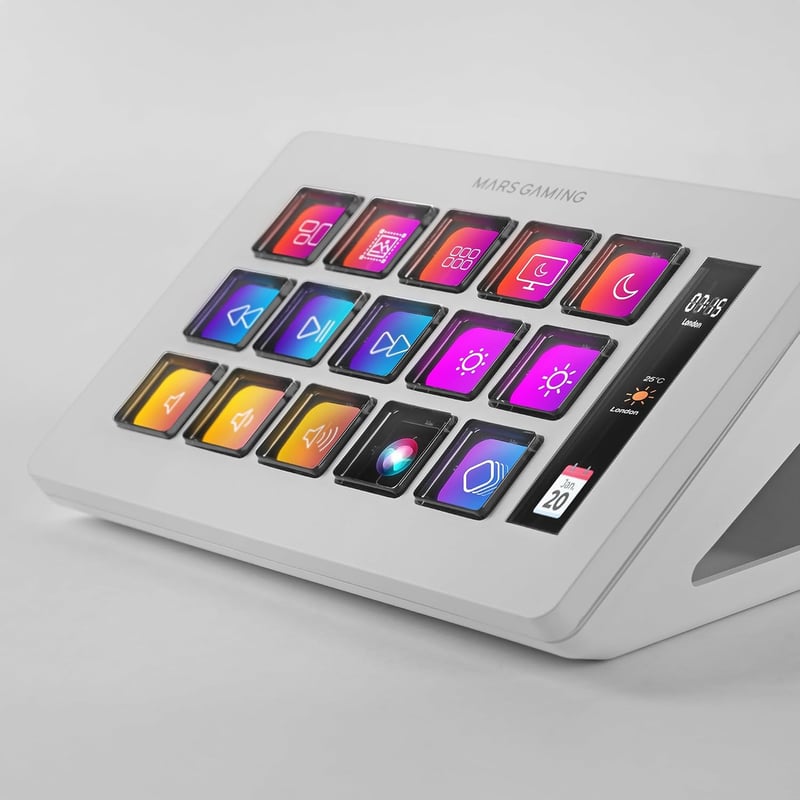Mars Gaming MSD-ONE Slim Kontrol Deck 15 LCD Gomb Fehér - MSDONEW