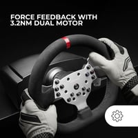 SimRacing volant Mars Gaming MWH-RSX s Force Feedback a duálnym motorom, 3-pedálovou súpravou, H-radiacou pákou s 12 stupňami, 14 tlačidlami, PC/PS4/Xbox Series X 2