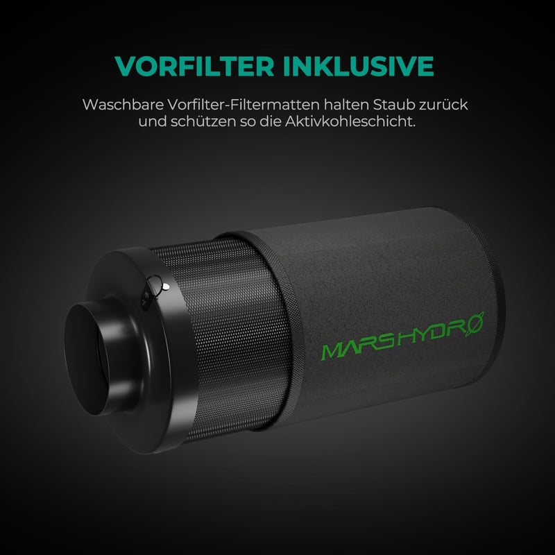 MARS HYDRO 150mm Szénszűrő Szageltávolítás Növénytermesztéshez Cserélhető Szénmaggal - 6inch（150mm）