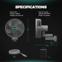 Mars Hydro csíptetős oszcilláló ventilátor growboxhoz, 10 W - 6 hüvelykes 7