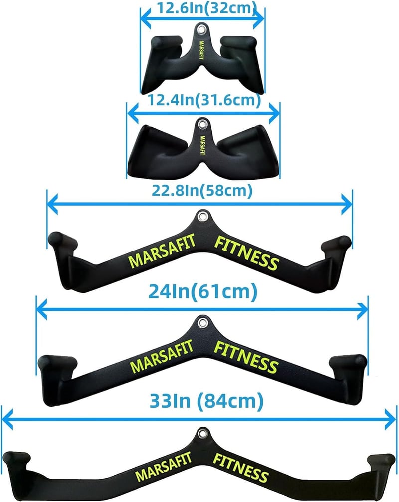MARSAFIT Edzőtermi Kábeles Csigás Géphez Tartozék Szett - T-bar, V-bar, Bicepsz, Tricepsz és Hátizom Erősítő Fogantyúk Otthoni Edzéshez