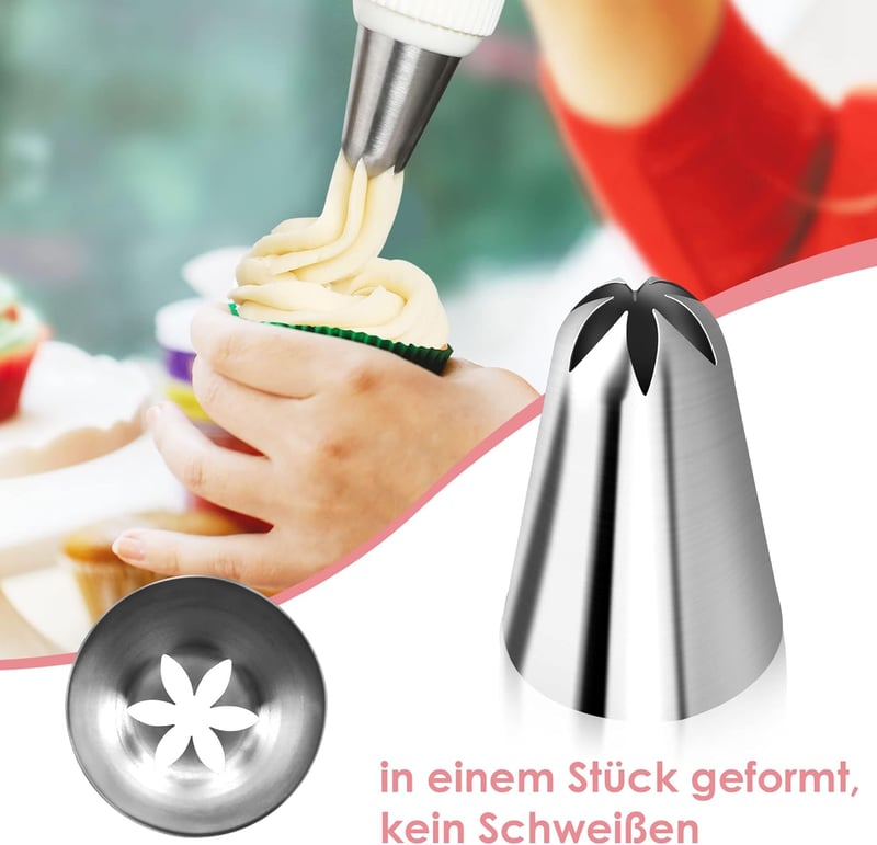 Marsred 304 rozsdamentes cukrászsütemény díszítő fúvóka szett 5db XL adapter