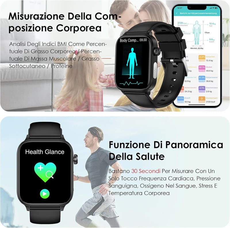 Marsyu ET570 Okosóra 1.96" Kijelzővel - EKG, Vérnyomás, Testhőmérséklet Mérés, Bluetooth Hívás, 100+ Sportmód, SOS Vészhívás, Testzsír Analí